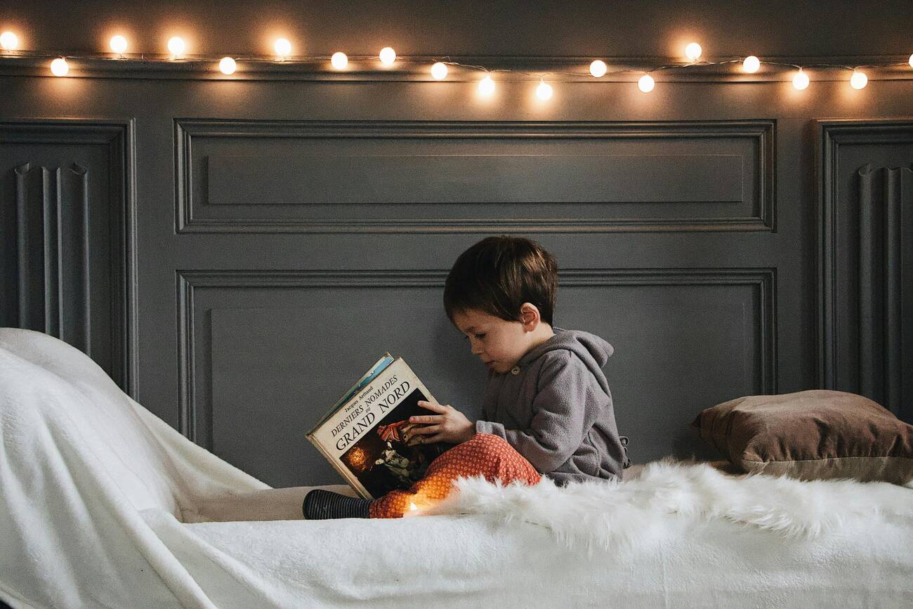 Boy reading English