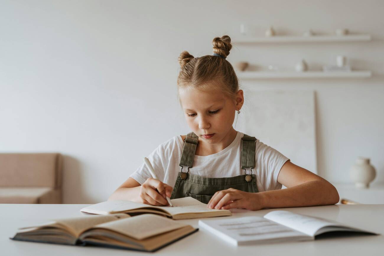 Girl learning English